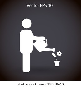 watering flowers vector icon