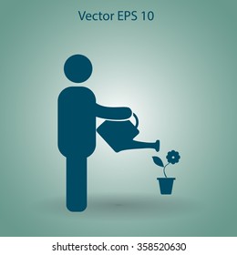watering flowers vector icon