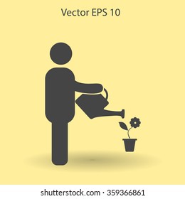 watering flowers vector icon