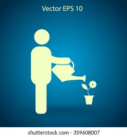 watering flowers vector icon