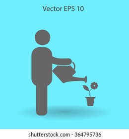 watering flowers vector icon