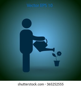 watering flowers vector icon