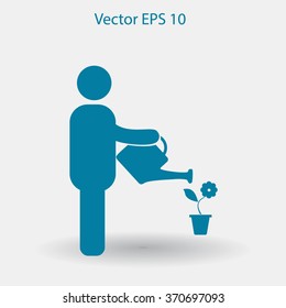 watering flowers vector icon