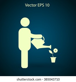 watering flowers vector icon