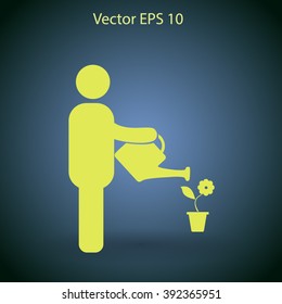 watering flowers vector icon