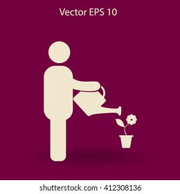 watering flowers vector icon