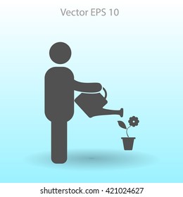 watering flowers vector icon
