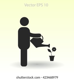 watering flowers vector icon