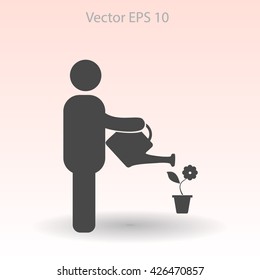 watering flowers vector icon