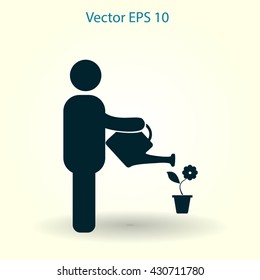 watering flowers vector icon