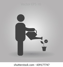 watering flowers vector icon