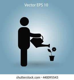 watering flowers vector icon