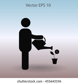 watering flowers vector icon