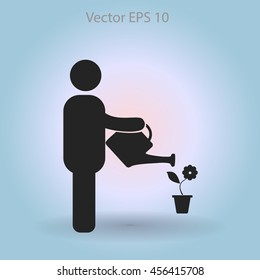 watering flowers vector icon
