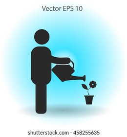 watering flowers vector icon