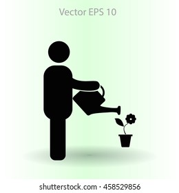 watering flowers vector icon
