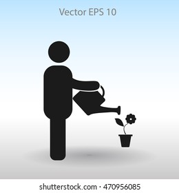 watering flowers vector icon