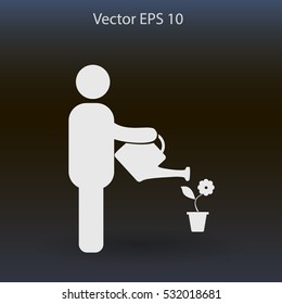 watering flowers vector icon