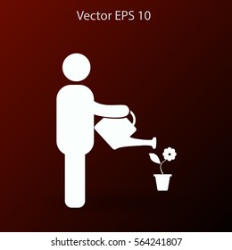 watering flowers vector icon