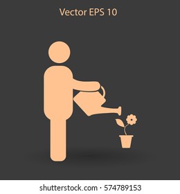 watering flowers vector icon