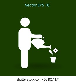 watering flowers vector icon