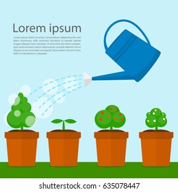 watering garden tools watering can vector