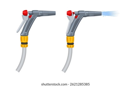 Watering gun. Garden tool. Vector illustration on white background