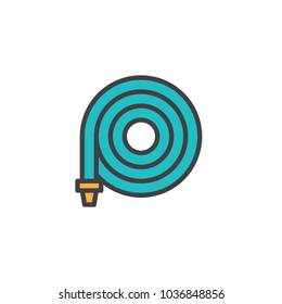 Watering hose filled outline icon, line vector sign, linear colorful pictogram isolated on white. Garden Hose symbol, logo illustration. Pixel perfect vector graphics