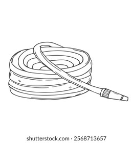 Watering hose icon. Vector illustration of a garden hose for watering. Hand drawn watering hose for the garden.