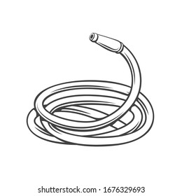 Watering hose outline icon. Garden tools vector illustration.