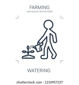 watering icon. high quality line watering icon on white background. from farming collection flat trendy vector watering symbol. use for web and mobile