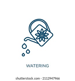 watering icon. Thin linear watering outline icon isolated on white background. Line vector watering sign, symbol for web and mobile