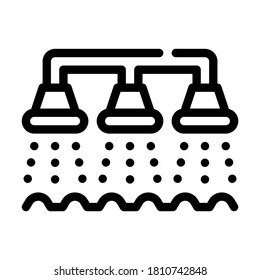 vector de icono de línea del sistema de riego de riego. signo del sistema de riego por riego. símbolo de contorno aislado ilustración negra