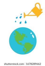 Watering the planet. Concept art of caring for the environment. World water day. 