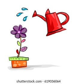 Watering the plant