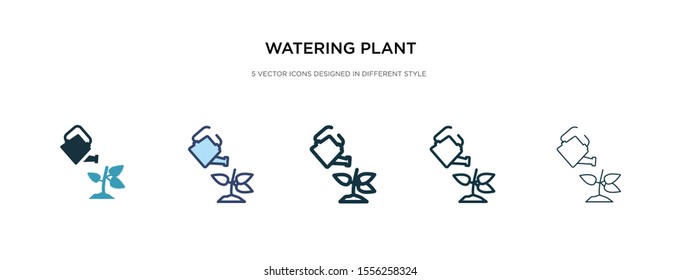 watering plant icon in different style vector illustration. two colored and black watering plant vector icons designed in filled, outline, line and stroke style can be used for web, mobile, ui