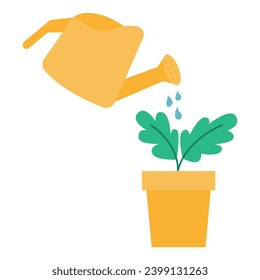 Watering plant sustainability element. Vector illustration with sustainability theme and flat vector style. Editable vector element.