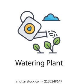 Watering Plant vector Filled Outline Icon Design illustration on White background. EPS 10 File 