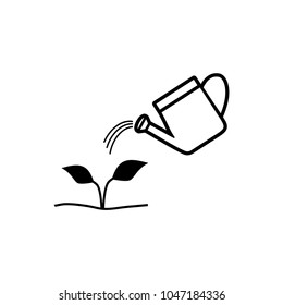 Watering a plant vector icon