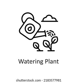 Watering Plant vector Outline Icon Design illustration on White background. EPS 10 File 