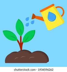 watering the plants flat icon illustration of vector graphic