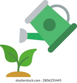 Watering Plants Flat Icon Vector Design