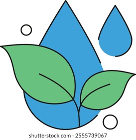 Watering plants icon in isometric style, symbolizing eco_friendly gardening and plant care.