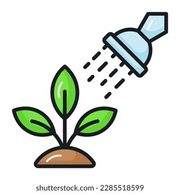 Watering plants vector design in trendy style, premium icon of ecology