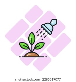 Watering plants vector design in trendy style, premium icon of ecology