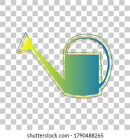 Watering sign. Blue to green gradient Icon with Four Roughen Contours on stylish transparent Background. Illustration.