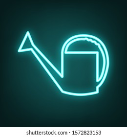 Watering sign. Cyan neon icon in the dark. Bluring. Luminescence. Illustration.