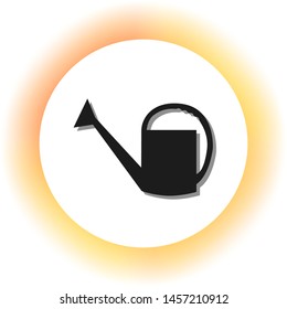 Watering sign. Dark icon with shadow on the glowing circle button. Illustration.