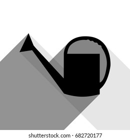 Watering sign. Vector. Black icon with two flat gray shadows on white background.