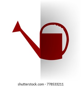 Watering sign. Vector. Bordo icon on white bending paper background.